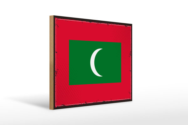 Holzschild Flagge Malediven 40x30cm Retro Flag Maldives