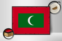 Holzschild Flagge Malediven 40x30cm Retro Flag Maldives