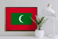 Holzschild Flagge Malediven 40x30cm Retro Flag Maldives