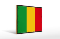 Holzschild Flagge Malis 40x30cm Retro Flag of Mali