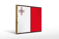 Holzschild Flagge Maltas 40x30cm Retro Flag of Malta