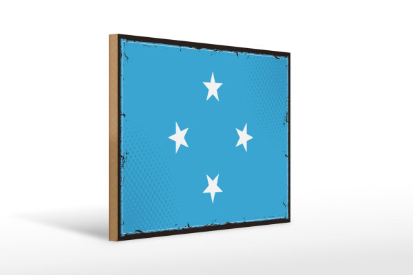 Holzschild Flagge Mikronesiens 40x30cm Retro Flag Micronesia