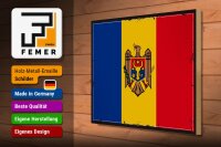 Holzschild Flagge Moldau 40x30cm Retro Flag of Moldova