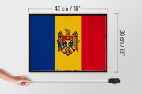 Holzschild Flagge Moldau 40x30cm Retro Flag of Moldova