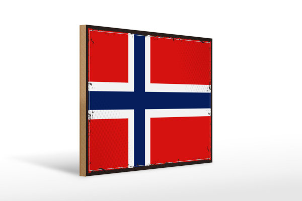 Holzschild Flagge Norwegens 40x30cm Retro Flag Norway