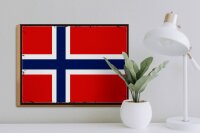 Holzschild Flagge Norwegens 40x30cm Retro Flag Norway