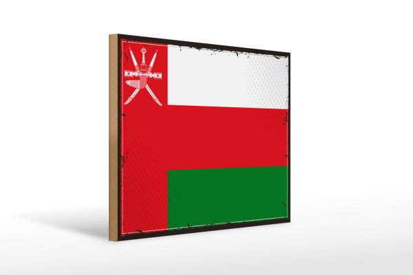 Holzschild Flagge Omans 40x30cm Retro Flag of Oman