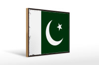 Holzschild Flagge Pakistans 40x30cm Retro Flag of Pakistan
