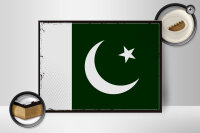 Holzschild Flagge Pakistans 40x30cm Retro Flag of Pakistan