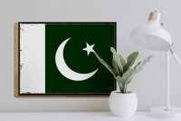 Holzschild Flagge Pakistans 40x30cm Retro Flag of Pakistan
