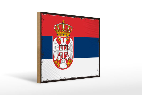 Holzschild Flagge Serbiens 40x30cm Retro Flag of Serbia