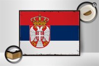 Holzschild Flagge Serbiens 40x30cm Retro Flag of Serbia