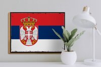 Holzschild Flagge Serbiens 40x30cm Retro Flag of Serbia