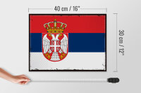 Holzschild Flagge Serbiens 40x30cm Retro Flag of Serbia