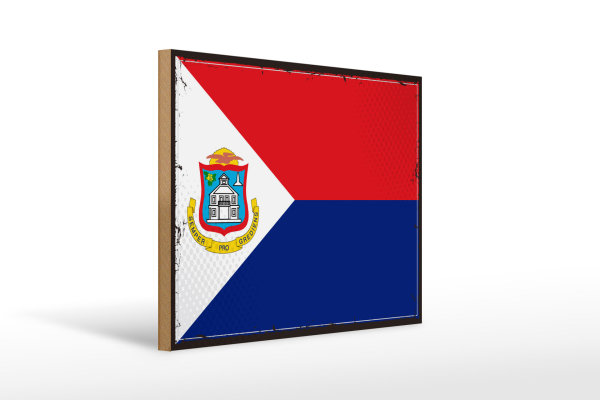 Holzschild Flagge Sint Maartens 40x30cm Retro Sint Maarten