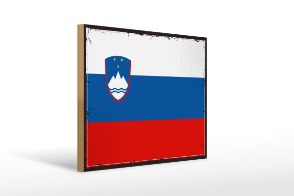 Holzschild Flagge Sloweniens 40x30cm Retro Flag Slovenia