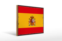 Holzschild Flagge Spaniens 40x30cm Retro Flag of Spain