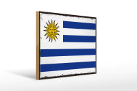 Holzschild Flagge Uruguays 40x30cm Retro Flag of Uruguay