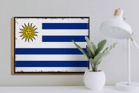 Holzschild Flagge Uruguays 40x30cm Retro Flag of Uruguay