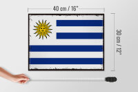 Holzschild Flagge Uruguays 40x30cm Retro Flag of Uruguay