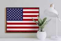 Holzschild Flagge Vereinigte Staaten 40x30cm Retro States