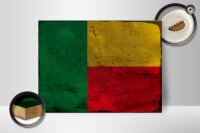 Holzschild Flagge Benins 40x30cm Flag of Benin Rost
