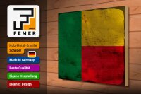 Holzschild Flagge Benins 40x30cm Flag of Benin Rost