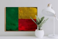 Holzschild Flagge Benins 40x30cm Flag of Benin Rost