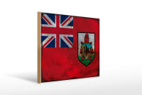 Holzschild Flagge Bermudas 40x30cm Flag of Bermuda Rost