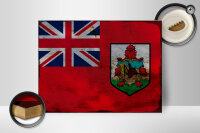 Holzschild Flagge Bermudas 40x30cm Flag of Bermuda Rost