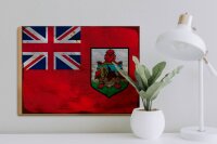 Holzschild Flagge Bermudas 40x30cm Flag of Bermuda Rost