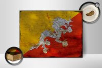 Holzschild Flagge Bhutans 40x30cm Flag of Bhutan Rost