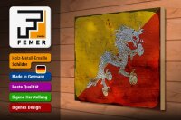 Holzschild Flagge Bhutans 40x30cm Flag of Bhutan Rost