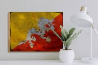 Holzschild Flagge Bhutans 40x30cm Flag of Bhutan Rost