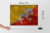 Holzschild Flagge Bhutans 40x30cm Flag of Bhutan Rost