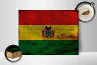 Holzschild Flagge Boliviens 40x30cm Flag of Bolivia Rost