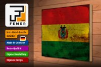 Holzschild Flagge Boliviens 40x30cm Flag of Bolivia Rost