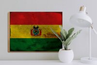 Holzschild Flagge Boliviens 40x30cm Flag of Bolivia Rost