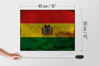Holzschild Flagge Boliviens 40x30cm Flag of Bolivia Rost