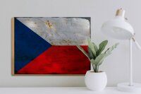 Holzschild Flagge Tschechien 40x30cm Czech Republic Rost