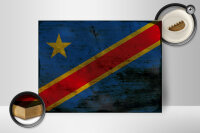 Holzschild Flagge DR Kongo 40x30cm democratic Congo Rost