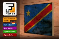 Holzschild Flagge DR Kongo 40x30cm democratic Congo Rost