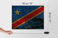 Holzschild Flagge DR Kongo 40x30cm democratic Congo Rost