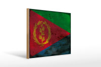 Holzschild Flagge Eritrea 40x30cm Flag of Eritrea Rost