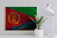 Holzschild Flagge Eritrea 40x30cm Flag of Eritrea Rost