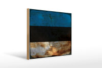 Holzschild Flagge Estland 40x30cm Flag of Estonia Rost