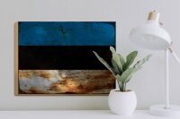 Holzschild Flagge Estland 40x30cm Flag of Estonia Rost