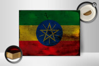 Holzschild Flagge Äthiopien 40x30cm Flag Ethiopia Rost
