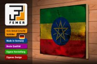 Holzschild Flagge Äthiopien 40x30cm Flag Ethiopia Rost