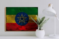 Holzschild Flagge Äthiopien 40x30cm Flag Ethiopia Rost